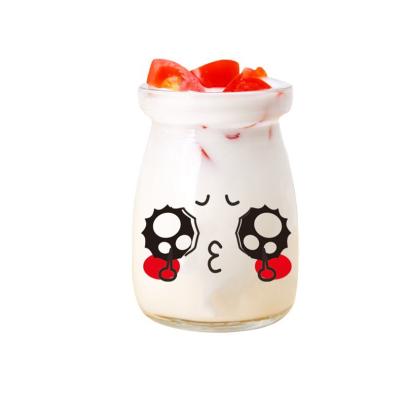 China Beverage Pudding Jar Candy Jars Glass Milk Pudding Bottle With Cork Lid /wedding Gift Bottle for sale