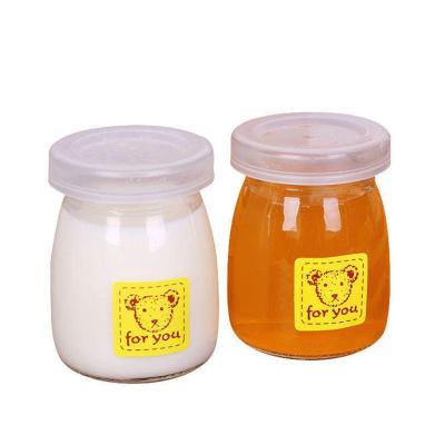 China Hot Sale 100ml 200ml 300ml Wide Cute Beverage Pudding Yogurt Glass Jar With Lid for sale