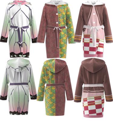 Cina Flannel Demon Slayer Costume Anime Cosplay Bathrobe Kitchen Door Tanjiro Demon Slayer Coat Pajamas in vendita