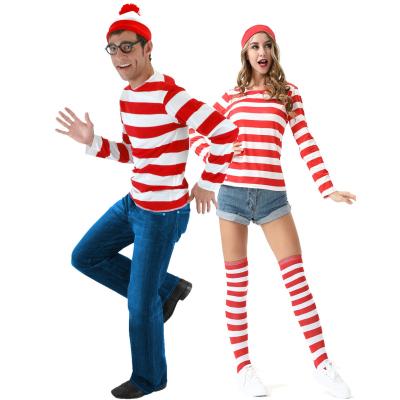 Κίνα Polyester Striped 4 Piece Christmas Costume Christmas Party Stage Performance Halloween Cosplay Costume For Kids And Adults προς πώληση