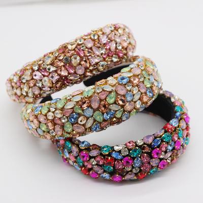 China European baroque geometric wide side rhinestone rhinestone new full hair a diamond and American color diamond fashion prom catwalk headband for sale