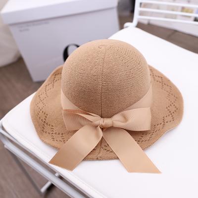 China Autumn and winter children's bowknot baby wool hat knitted hat fashion fisherman hat Korean children pot 48-52CM for sale