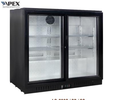 China 2X2 Shelf 210L Back Bar Beer Cooler Display Refrigerator Double Swing Glass Door for sale