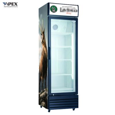 China 400L Standard White Color Vertical Beverage Cooler With Glass Door 4 Shelves for sale