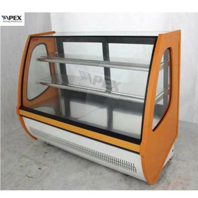 China 3 Layer Curved Glass Front Door Bakery Display Cases With Famous Brand Compressor for sale