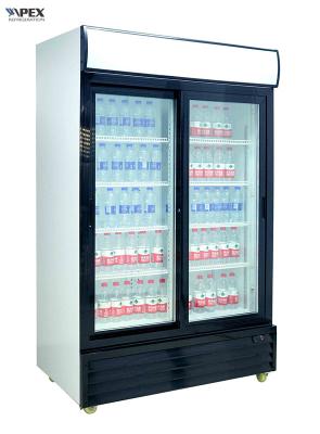 China Dynamic Cooling 800L Double Door Vertical Display Cooler For Soft Drink Storage for sale