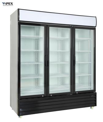 China Triple Transparent Door Upright Beverage Cooler For Supermarket 1500L 0℃ - 8℃ for sale