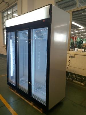 China 1500L Triple Glass Door Vertical Display Cooler Commercial Drink Refrigerator for sale