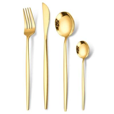 China Gold Viable Silverware Set Flatware Serving Dinnerware Steak Knife Fork Dessert Coffee Spoon Forks Knives Stainless Steel Cutlery Set for sale