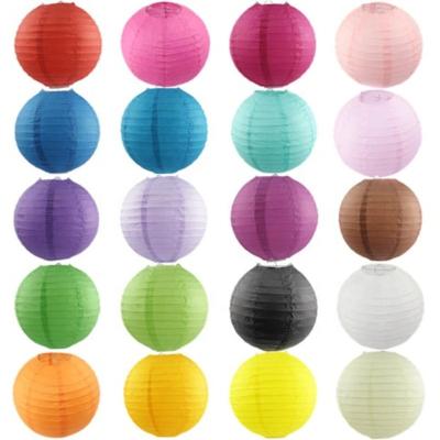 China Colorful Chinese Round Paper Lantern Decorative Lampshades Hanging Decorations Paper Lanterns for Hanging for Party, Garden, Parties for sale