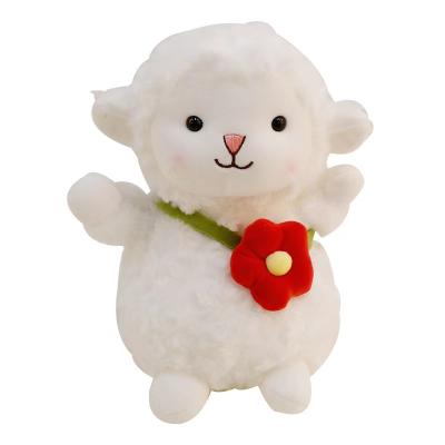 China Plush White Sheep With Flower 23cm Size Plush Toy Gift for sale