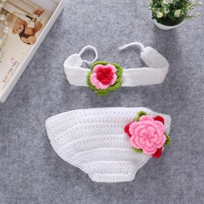 China Beautiful Newborn Infant Clothes Handmade Flower Outfits Crochet Clothing for sale