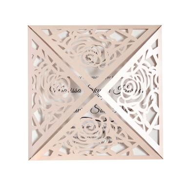 China Europe laser cut engagement wedding invitation golden card for sale