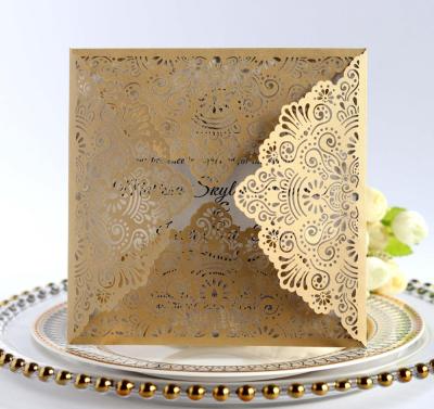 China Europe Laser Cut Wedding Wedding Glitter Engagement Invitation Card for sale