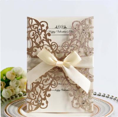 China Europe Glitter Laser Cut Invitation Card For Party Inviting Wedding Friend Gift for sale