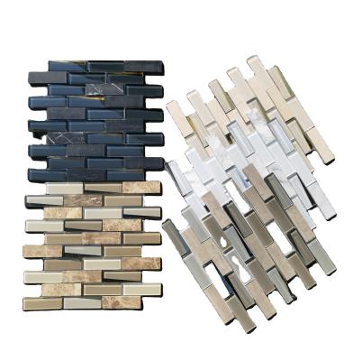 China Modern Crystal Glass Bricks Style Pattern Mosaics Tiles For Indoor Pool Use Or for sale