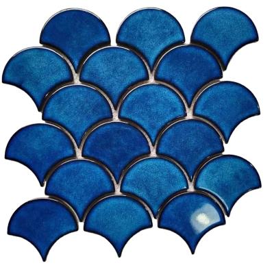 China OEM CLASSIC CLASSIC Fan Shaped Porcelain Ceramic Mosaics In Many Colors for sale