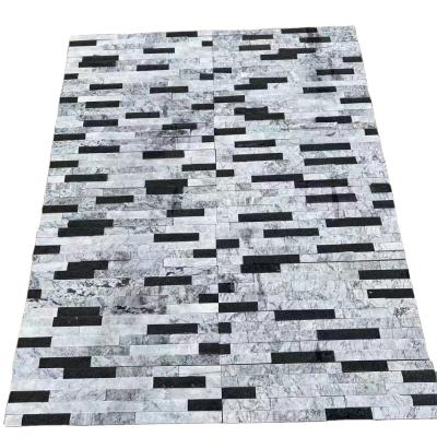 China Newcomer Traditional White And Natural Black Quartzite Mix Stacked Wall Stone Panel For Interior Or Exterior Wall Deco for sale