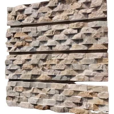 China Traditional HOT Sale 3D Wave Shape Stone Slate Quartz Wall Panel in Stacked Stone Style for Wall Decoration for sale