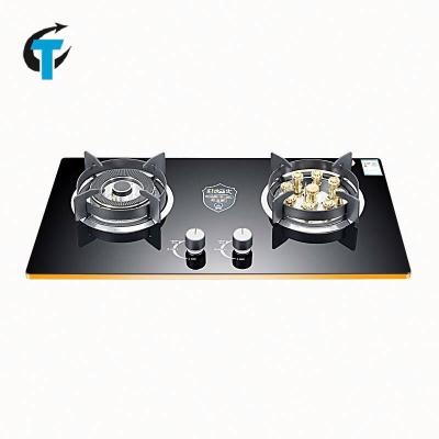 China Home Use 2 Burner Explosion Proof Glass Countertop Built-In Gas Stove for sale