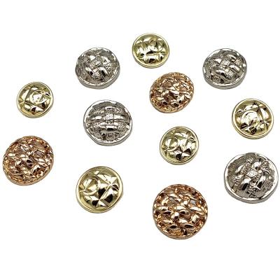 China Viable Custom Design Gold Embossed Uniform Leg Button Army Blazer Suit Coat Metal Garment Accessory for sale