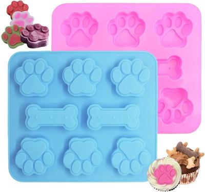 China Sustainable Food Grade Silicone Baking Molds Paw And Bone Silicone Molds Fondant Cake Molds Puppy For Chocolate Candy Jelly for sale