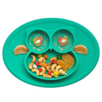 China Wholesale 3 Mid Century Modern Factory Fun Owl Food Grade Silicone Kid Meal Bowl Silicon Suction Dish Custom Made for sale