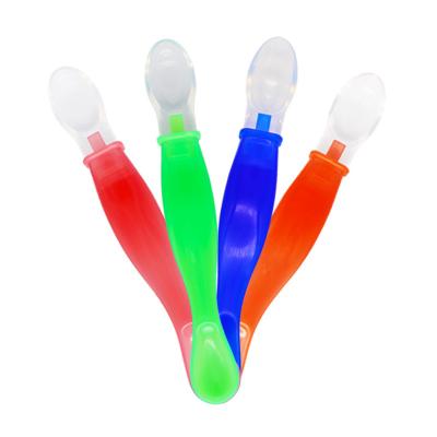 China BPA Free Heat Sensitive Color Changing Silicone Baby Feeding Spoon for sale