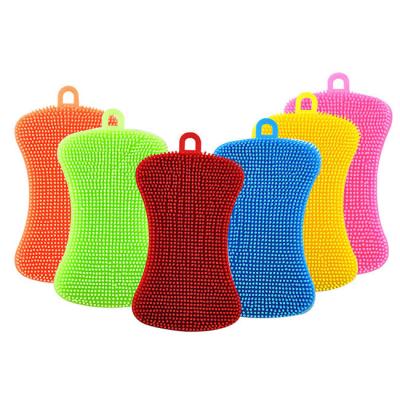 China Sustainable Washing Sponge Silicone Scrubber Sweep Washable Dish Cleaning Brush Dish Sponge for sale