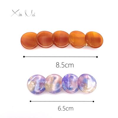 China Trendy Fashion Acetate Hair Clips And Pin OEM Cellulose Round Hair Clips Hair Clips For Girls Hair Accessories Clips Custom Made for sale