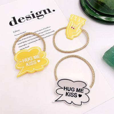 China Word Trendy Custom Elastic Band For Women Hair Accessories Elastic Hair Ties Elastic Hair Band Gold Acetate Hair Band For Little Girl for sale