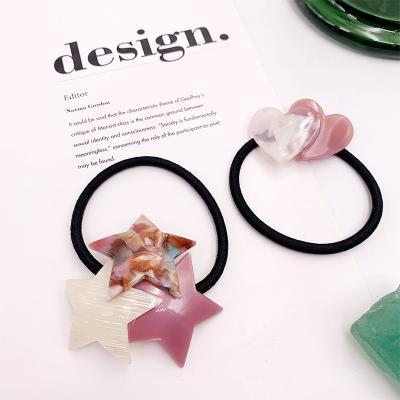 China Latest Design Women Headband Girls Hair Band Charm Fashion Acetate Plastic Hair Rope Tie Ponytail Popular Elastic Decorative Holder for sale