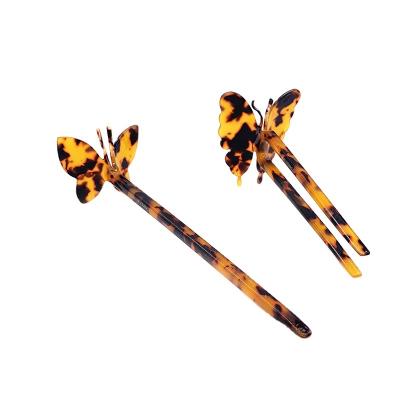 China Fashionable Classic Women Hairpins Accessories Hair Stick Butterfly Hairpin Cellulose Acetate Cellulose Acetate Hair Stick Fancy Pins for sale