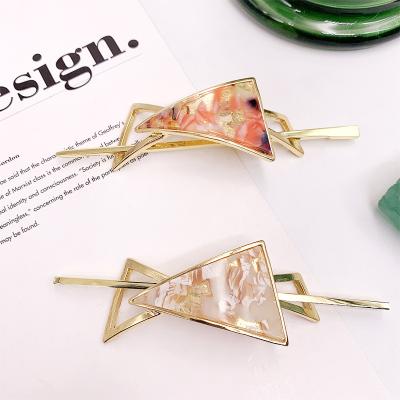 China Fashionable Triangle Shape Acetate Morden Long Metal Hair Sticks Jewelry Accessories Kanzashi Kanzashi Decorative Hair Sticks For Women for sale