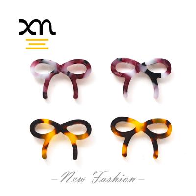 China OEM Statement CLASSIC Hot Selling Women Stick Acrylic Minimalist Korean Girl Earrings Cute Tortoise Shell Bowknot Resin Earring Wholesale for sale