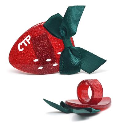 China Fashion Jewelry Korea Fashion Ring Fashion Jewelry Acetate Girl Wholesale Cute Plastic Ring Cute Strawberry Design Accessories Women for sale