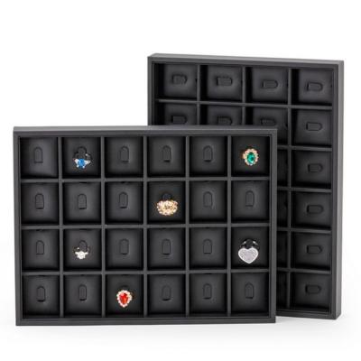 China Plastic Jewelry Charms Leather Jewelry Display Ring Trays Stackable Charm Retail Seving MDF Tray for sale