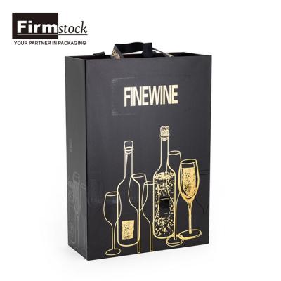 China Handmade Black Gift Glass Boxes Packaging Cardboard Wine Box Custom Packaging Luxury Wholesale Paper Bag for sale