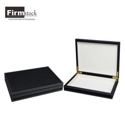 China Custom high quality black leatherette luxury arabic gift in chocolate wood packaging wooden box for sale