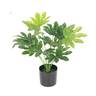 China Wholesale Artificial Araceae Bonsai Stand Monstera Deliciosa 50cm Plastic Environmental Friendly Plants With Tree Bark for sale