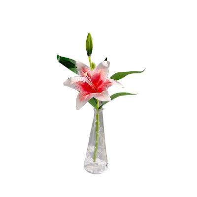 China Decorate Wholesale High Quality Artificial Flower Lily 3D Touch Printing Real Lily Bouquet For Home Wedding for sale