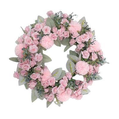 China Wedding Hydrangea Wreath Wedding Door Garland Artificial Flower Lavender Home Decorative Wreath for sale