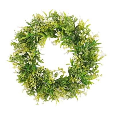 China Wedding Artificial Hydrangea Garland Eucalyptus Wreath Green Leaf Wedding Yard Door Decoration Simulation Wreath for sale