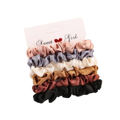 China Yucat Sets 2020 Cute News Satin Hair Scrunchies Ponytail Holders Women Hair Accessories Girls Elastic Ties Small Sets for sale