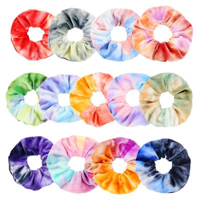 China Wholesale Fashion Yucat Ponytail Holders Women Hair Scrunchies Accessories Hair Ties Elastic Velvet Tie Dye Scrunchies for sale