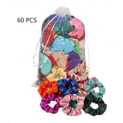 China Yucat sets 60 colors wholesale elastic hair ties women accessories rope ponytail holders girls satin scrunchies sets for sale