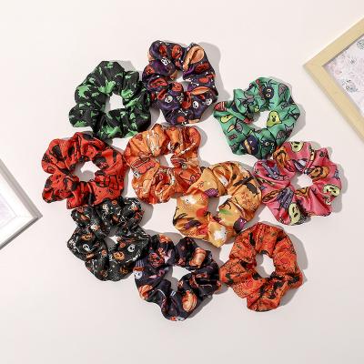 China Wholesale Fashion Yucat Cloth Elastic Band Tie Hair Scrunchies Accessories Printing Festival Halloween Scrunchies Custom Made for sale