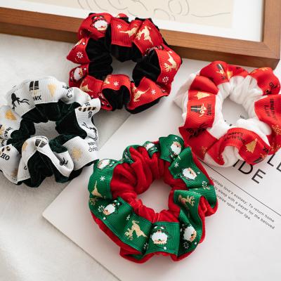 China Velvet Yucat Festival Girls Hair Accessories Scrunchies Cloth Elastic Band Tie Custom Print Christmas Velvet Scrunchies Hair Ties for sale