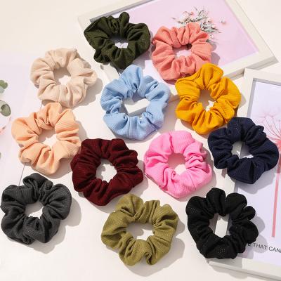 China Luxury Yucat solid color plaid scrunchies women ponytail holders Korean silver scrunchies accessories for hair for sale