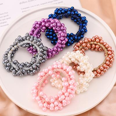 China Classic Yucat Women Pearl Scrunchies Pearl Rope Hair Scrunchies Accessories Wholesale Custom Ponytail Holders Elastic Hair Scrunchies for sale